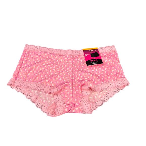 Maidenform Women's Size Small 5 Panty Boyshort Fabulous Fit  Polka Dot Pink New - Picture 1 of 8